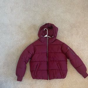 Maroon puffer jacket